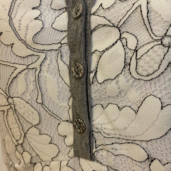 Dolcezza Tunic Minidress Sleeveless Lace Accent White Gray Size XS - Picture 6 of 11